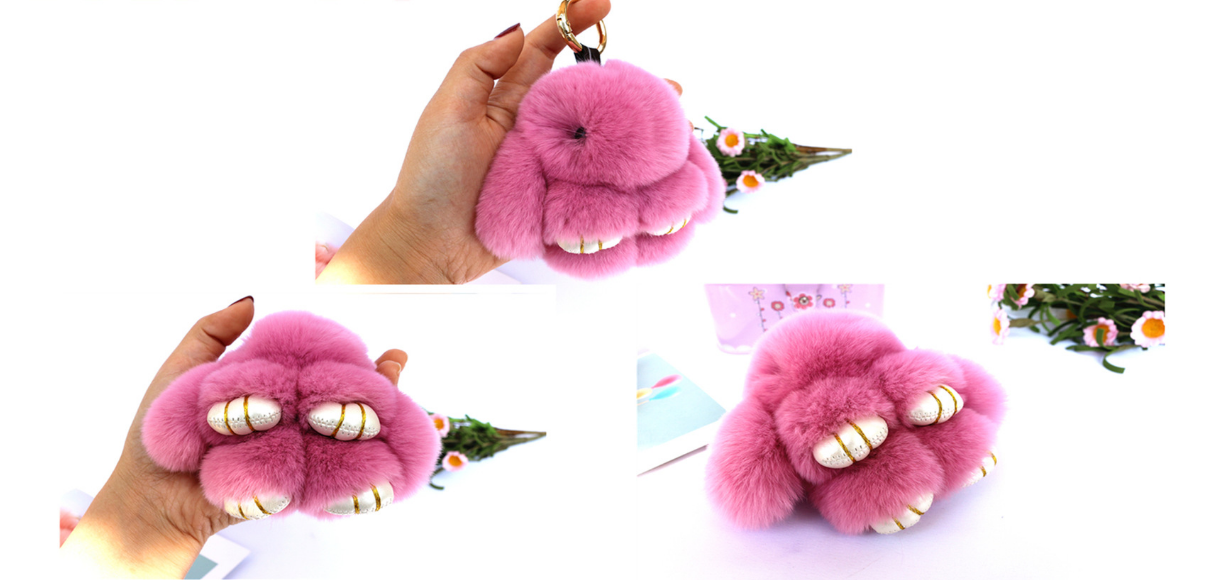 Fluffy Mini Rex Rabbit Fur Keychain Cute Bunny Bag Charm - Soft Plush Animal Doll Key Ring for Car Keys & Handbags - Green