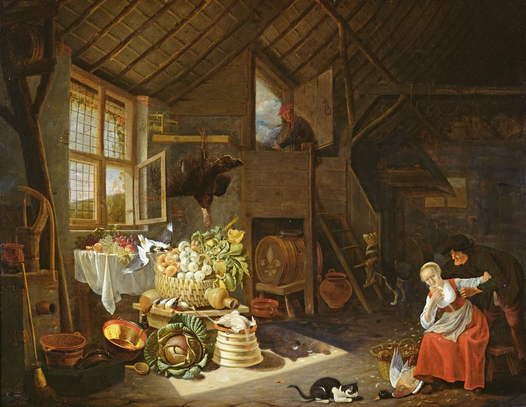 Hendrik-Martensz-Sorgh-Interior-of-a-farmhouse-oil-on-copper-Meister-Drucke-73910