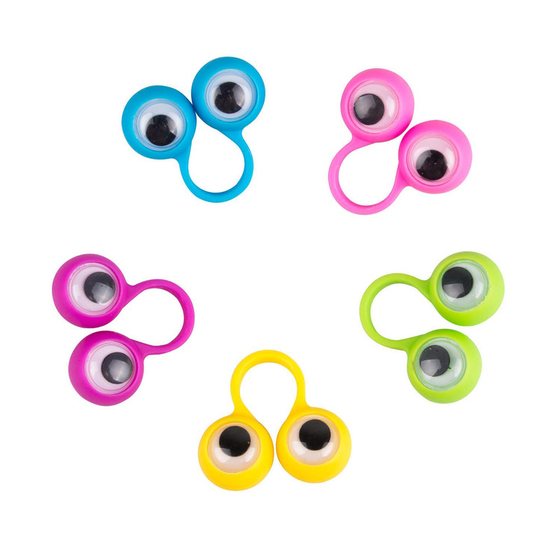 25 Pcs 5 Colors Large Eye Finger Puppets Cute Googly Rings Wiggly