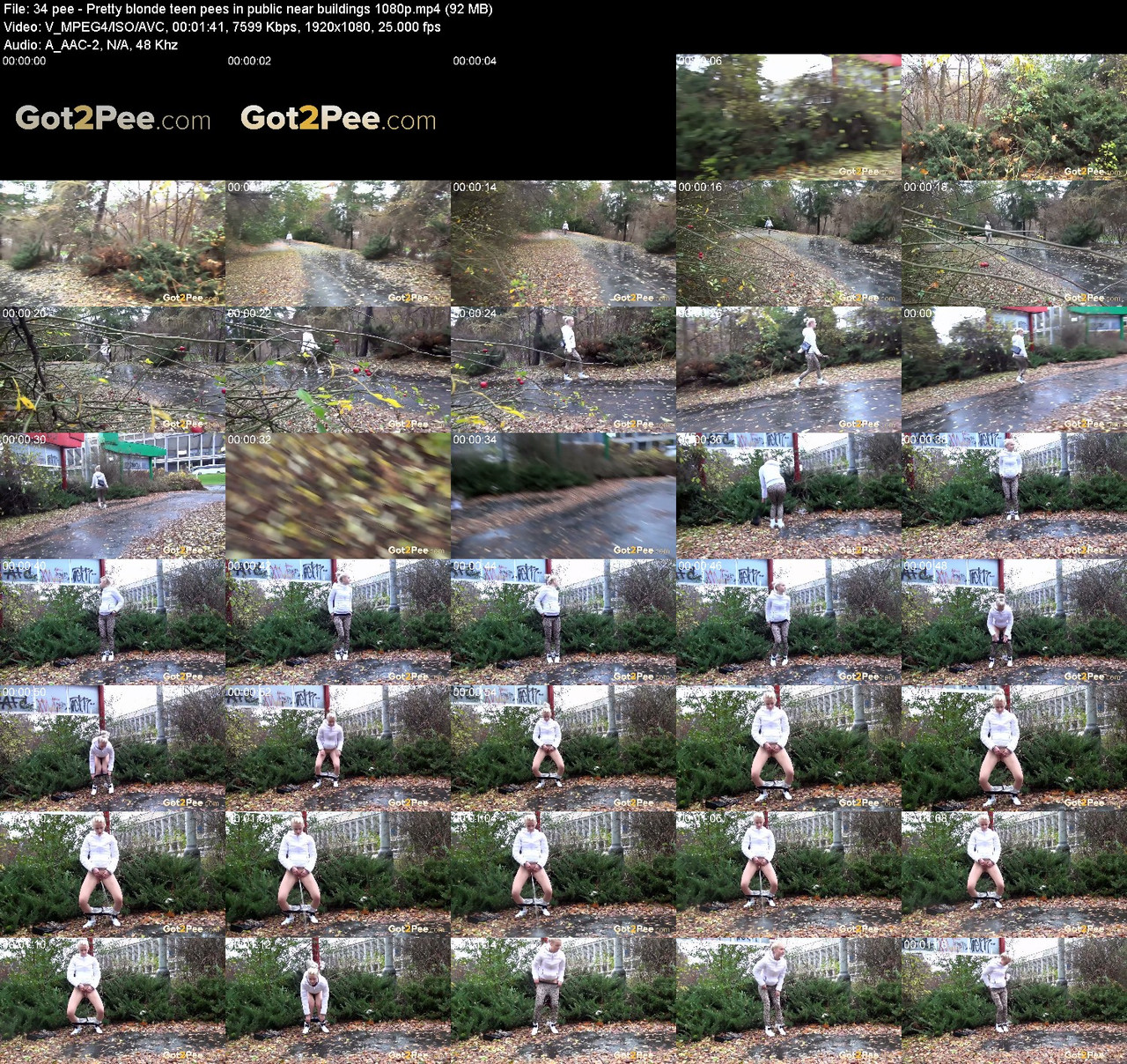 34 pee Pretty blonde teen pees in public near buildings 1080p