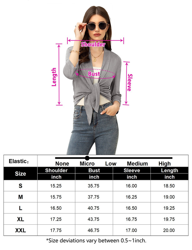 Women's Casual 3/4 Sleeve Tie Open Front Cardigans Sheer Draped Ruffles Cardigan - Picture 30 of 44