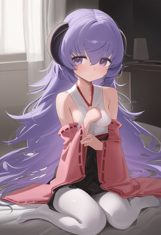 1girl, {{hanyuu}}, mikozin, NDGD, ohlia, {kobayashi ritz}, reoen, purple hair, p s-1271312594