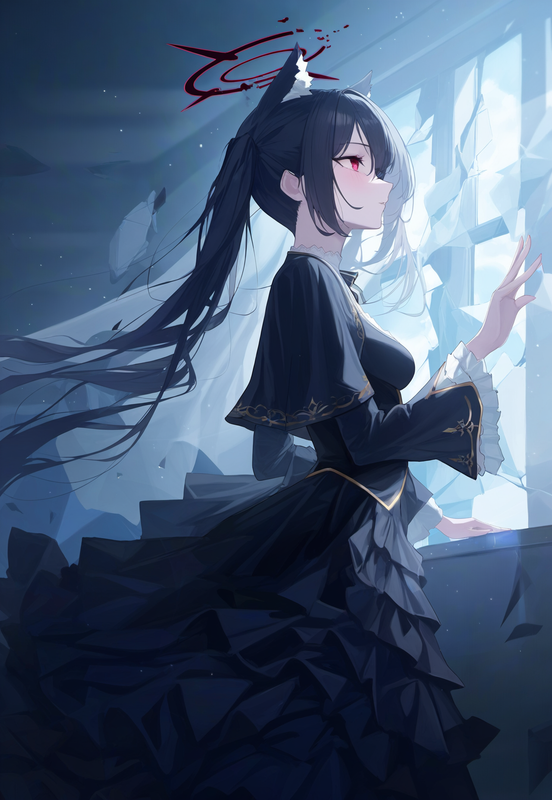 1girl, serika, [[shiroko terror]], [[blue archive]],  scenery, from side, from b s-3589173730