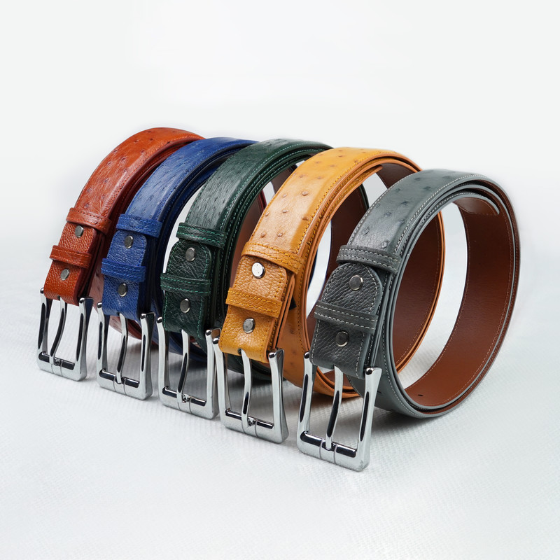 30in Yellow Full Quill Ostrich Leather Women Belt Stainless  display picture 3