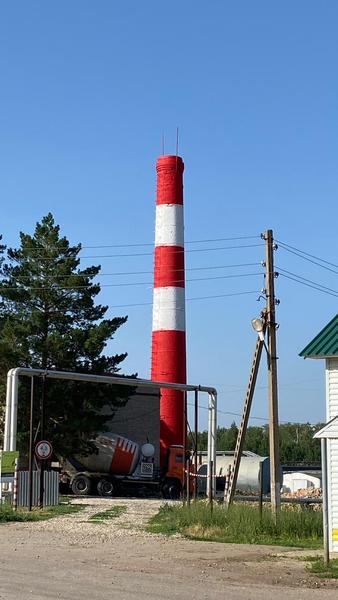 Покраска кирпичной дымовой трубы — результат после работ