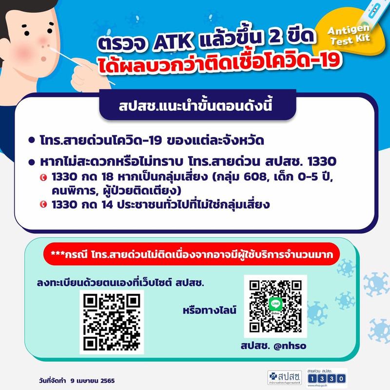 สปสช. แนะนำขั้นตอน หากตรวจ ATK แล้วขึ้น 2 ขีด ต้องทำอย่างไรบ้าง