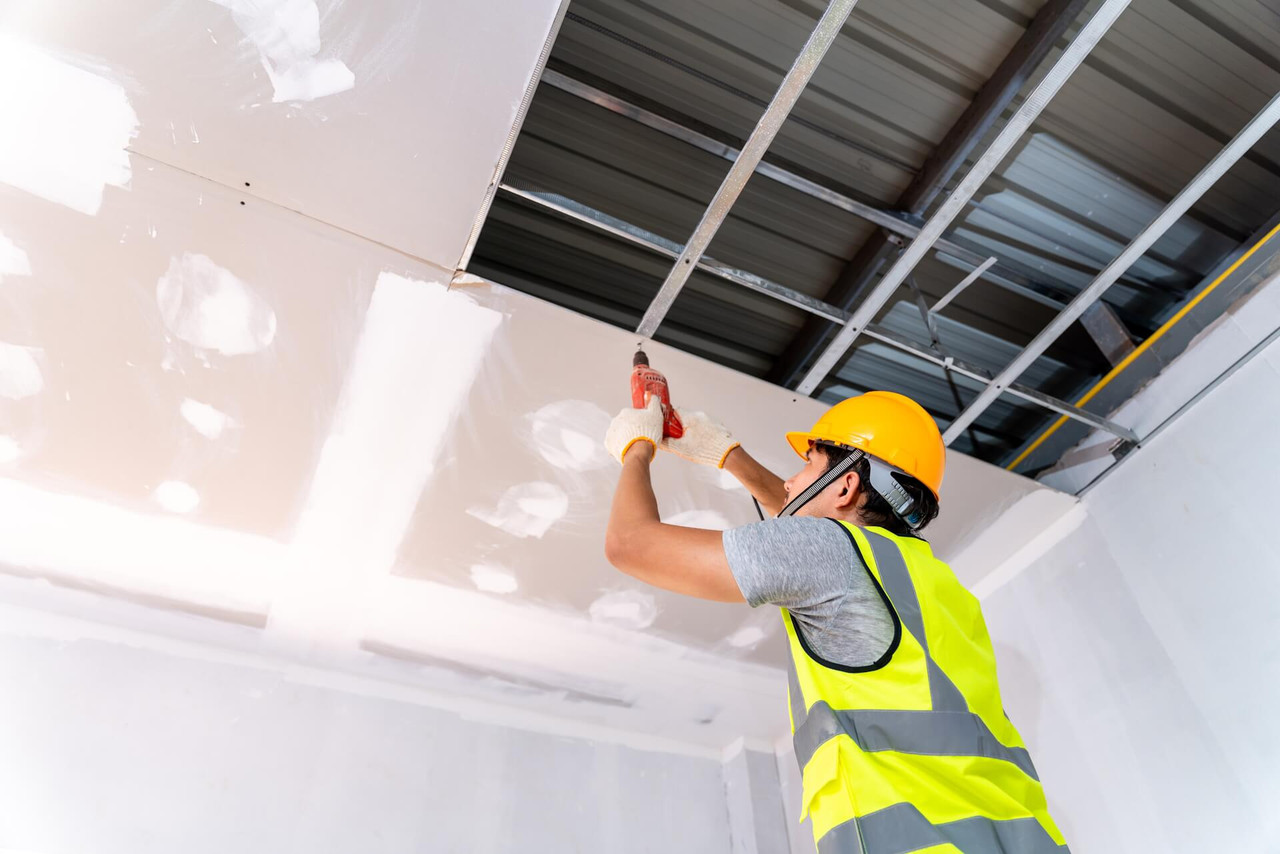 Drywall and construction work in progress