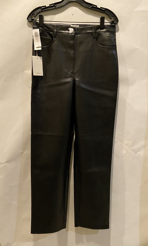 WILFRED MELINA BLACK NOIR HIGH WAISTED VEGAN LEATHER PANT SIZE 10 STRAIGHT