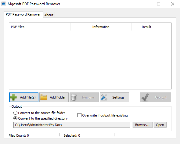 Mgosoft PDF Password Remover 10.0.0