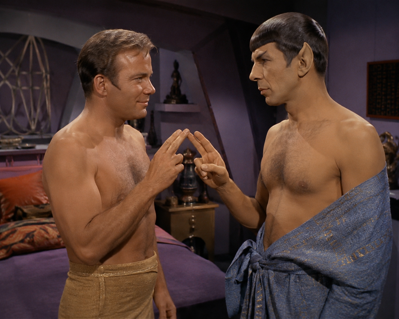 Jim and Spock inside their quarters