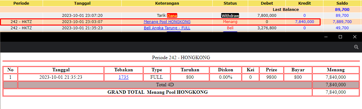 Bukti JP togel hari ini