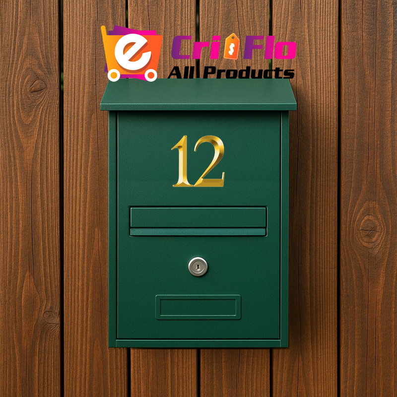 Numar cifra 12, Pentru casa, Efect 3D, Numere de usa, cutie postala, apartament, hotel, birou, camera, curte, cafenea, Autoadeziv, Cri-Flo, Culoare Auriu, Inaltime 8 cm