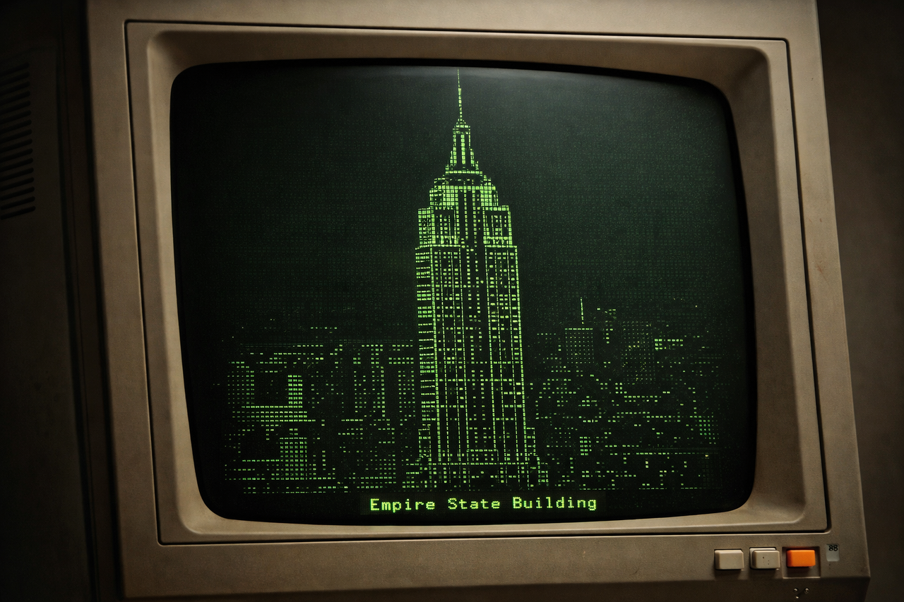 Màn hình khởi động máy tính cổ điển nghệ thuật ASCII