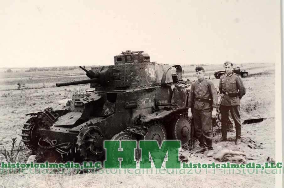 Photo- KNOCKED OUT PANZER 38T TANK IN FIELD
