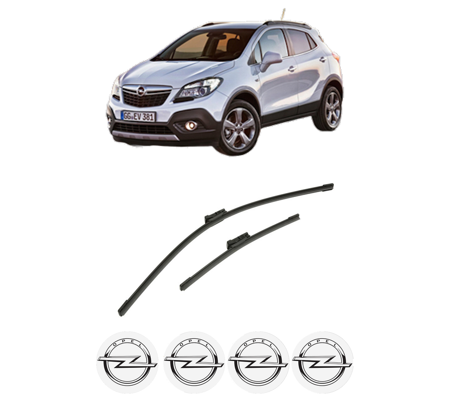 Set stergatoare auto OPEL MOKKA / MOKKA X (J13) din 2012-2019, pentru parbriz auto, 2 bucati, Bosch Aerotwin, din cauciuc siliconat rezistent, 4 Stickere Auto OPEL