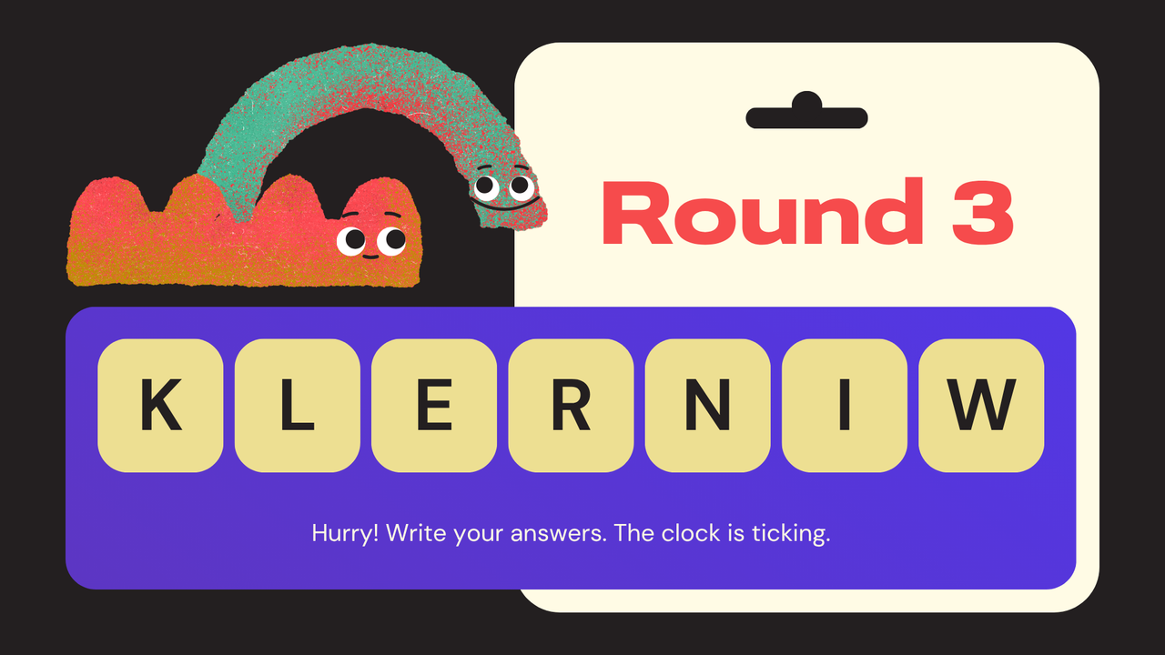 Black Colorful Illustrative Word Puzzle Game Presentation