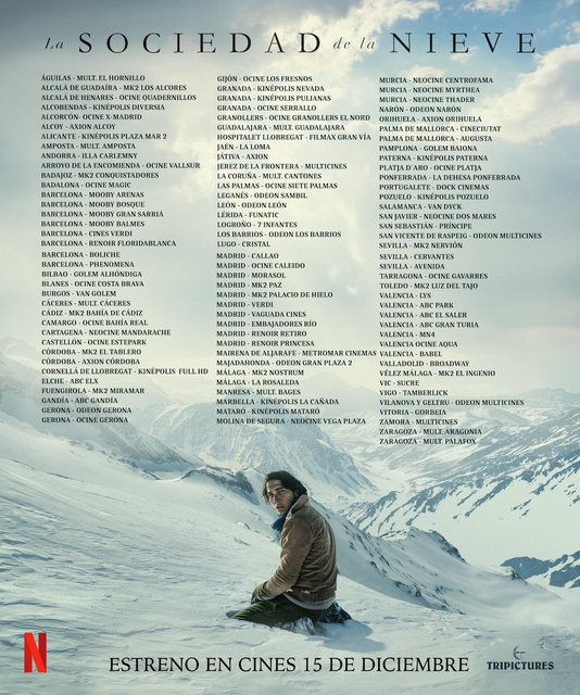 “LA SOCIEDAD DE LA NIEVE” LLEGA MAÑANA A LOS CINES CON 110 COPIAS