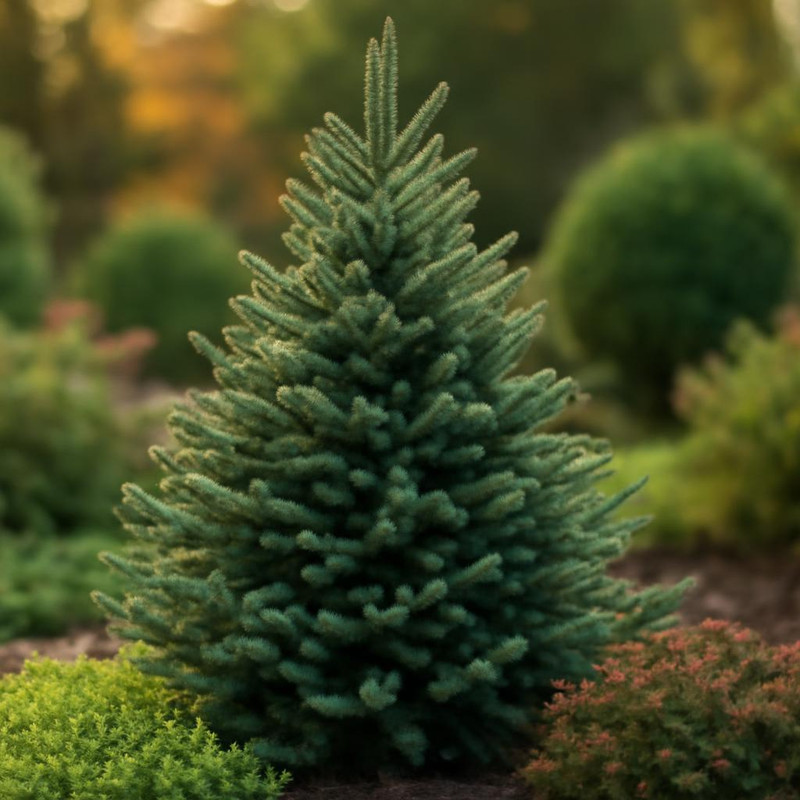 Композиция с пихтой Фразера в садовом дизайне