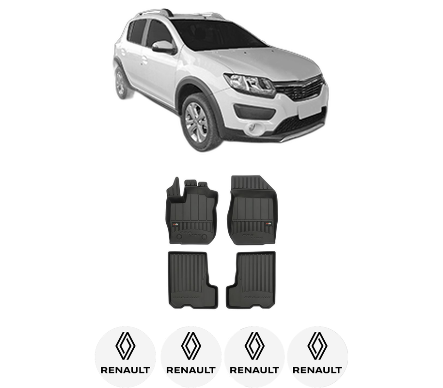 Set covorase presuri RENAULT SANDERO/STEPWAY II (B8_) din 2013-2019, auto, din cauciuc thermoplastic, 4 Stickere auto cu RENAULT