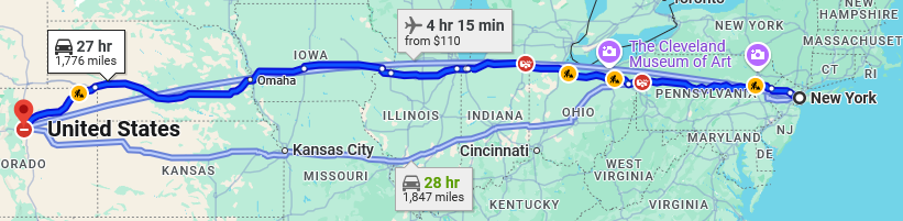 Trip from Denver to New York for Large Cameraman