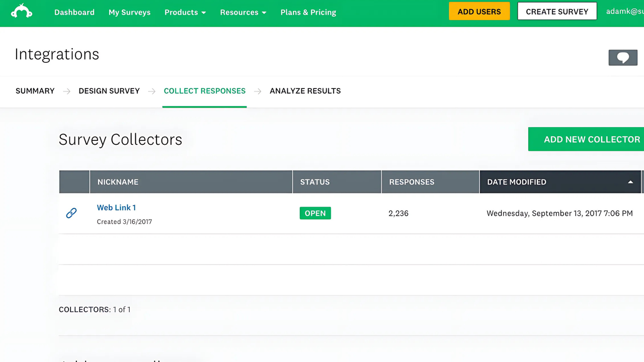 Image showing SurveyMonkey dashboard