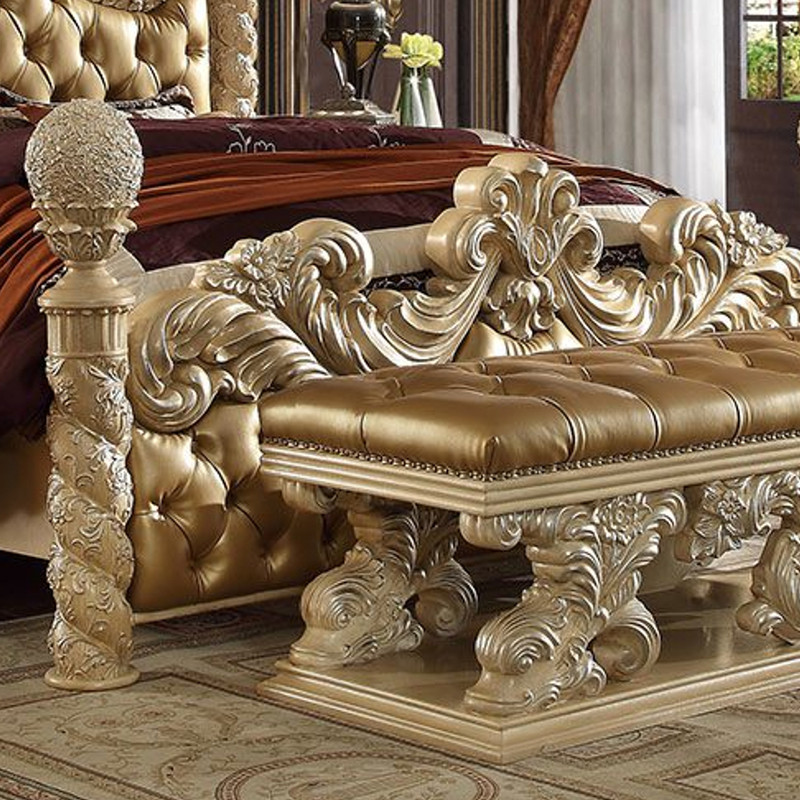 イタリア製 ヴィンテージ バロック ゴールド 彫刻 キングベッド ヘッド