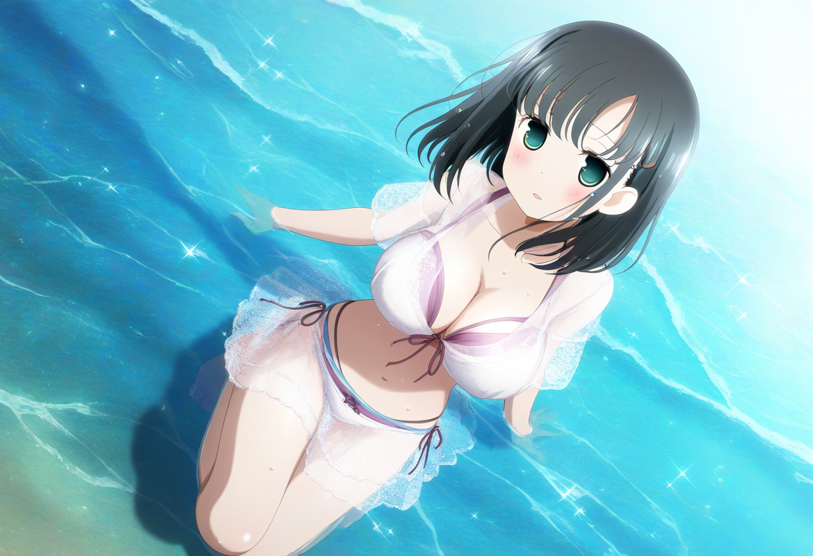 1girl, {{touyoko momoko (saki)}}, kobayashi ritz, black hair, green eyes, see-th s-110011397