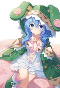 1girl, yoshino (date a live), blue hair, blue eye, Green Coat, animal hood down, s-2413074526
