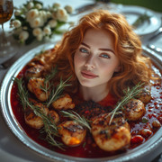 Garden wedding wom served Redhair head 0 10