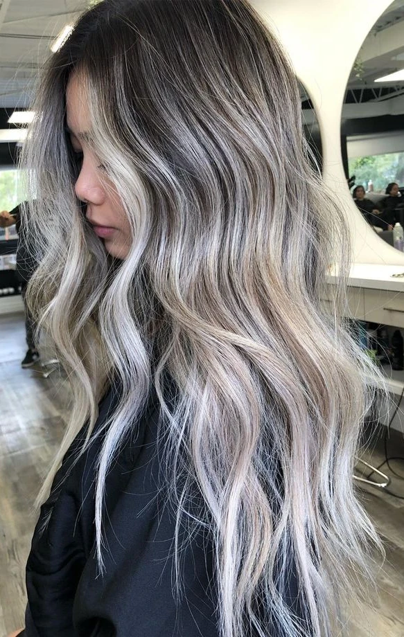 Cool toned ash blonde balayage