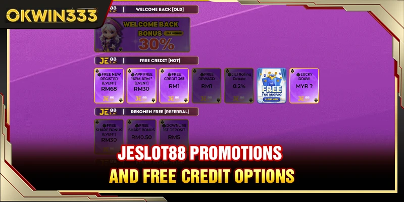 jeslot88 promotions and free credit options