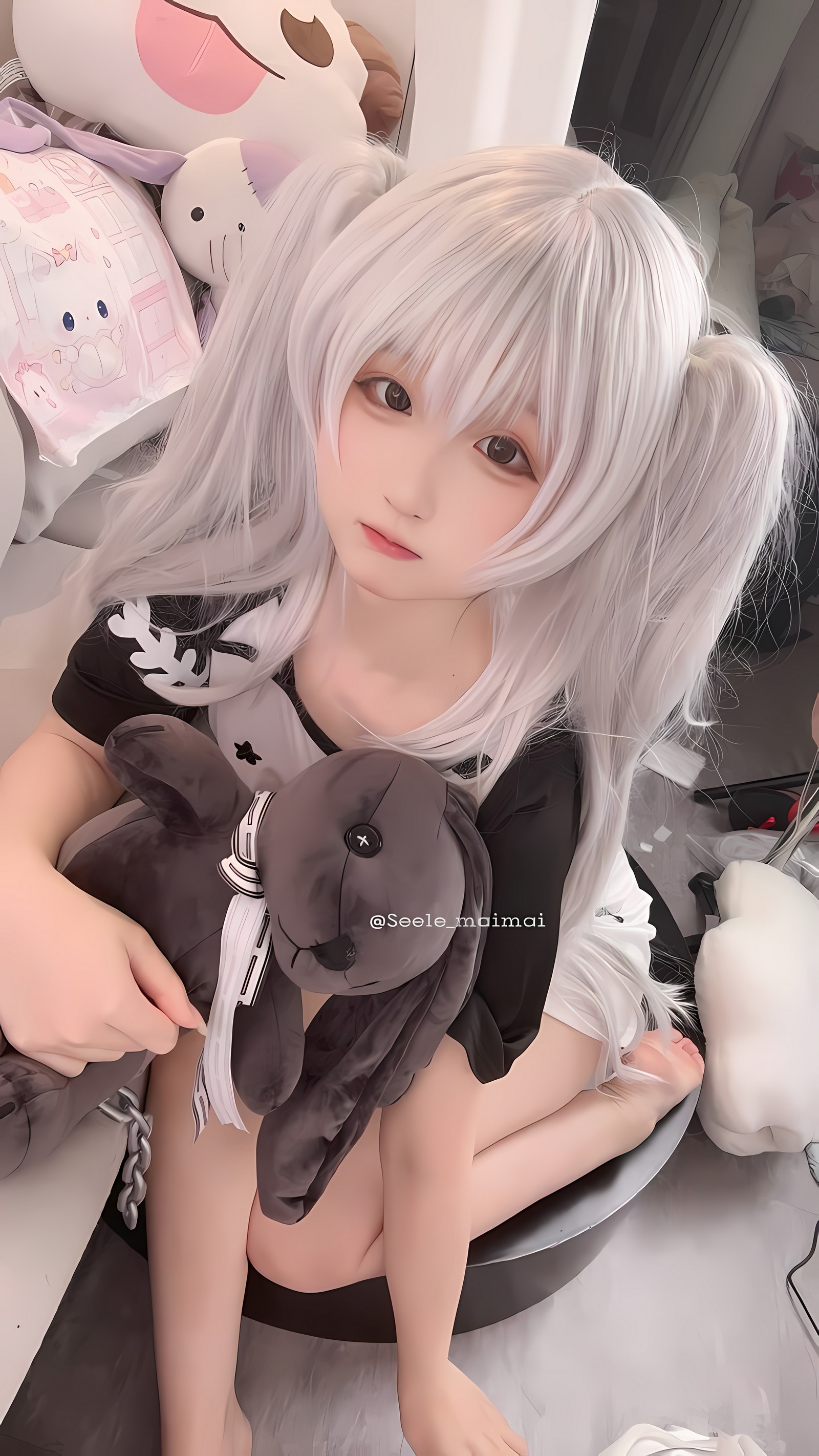 Seele麦麦白色双马尾少女写真｜甜系可爱风高清图集（16P-77M）插图3