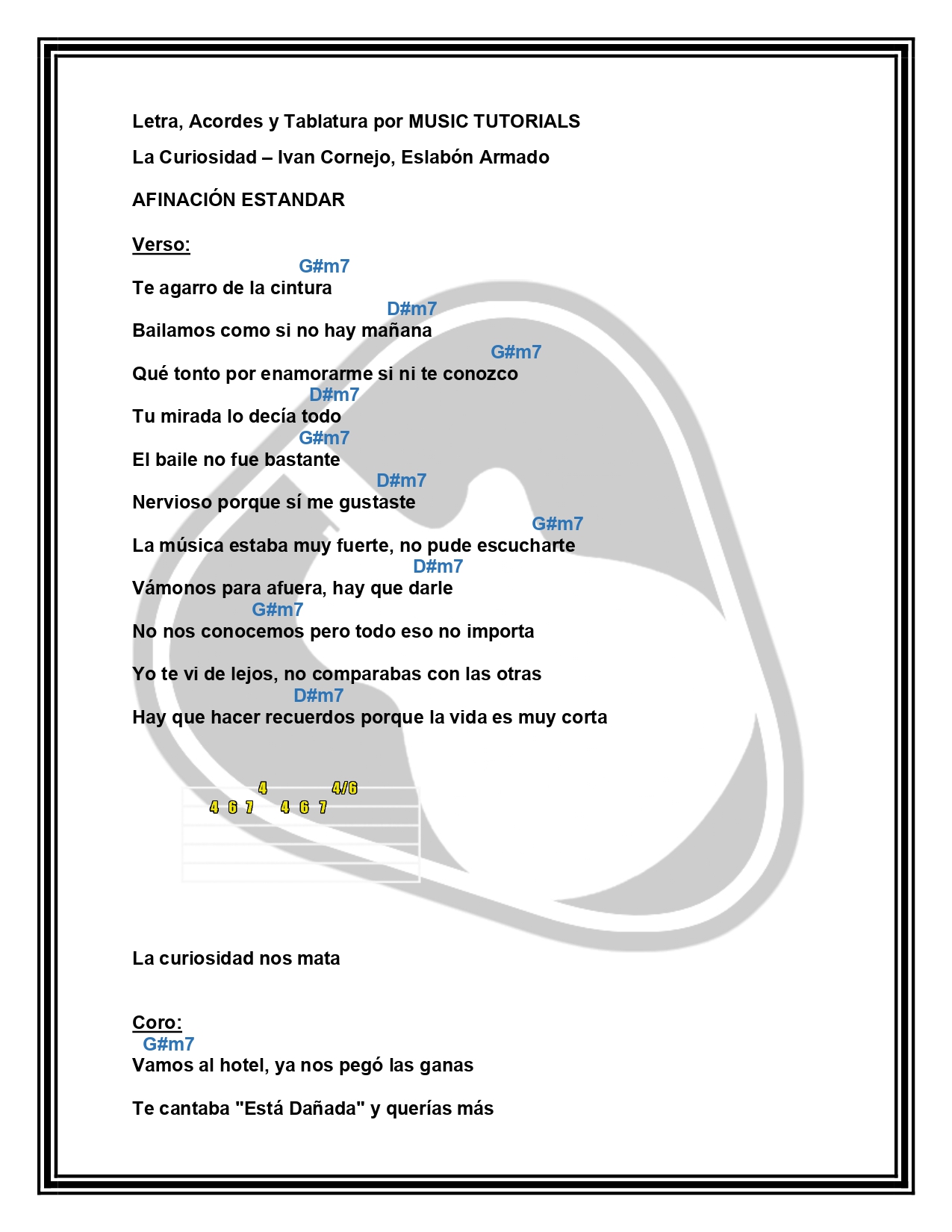 La Curiosidad Ivan Cornejo Eslabón Armado Letra y Acordes by