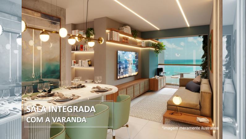 Sala de estar integrada com varanda