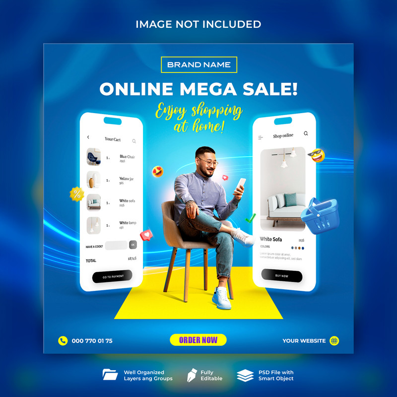 Creative concept sale online shopping promotion on social media post