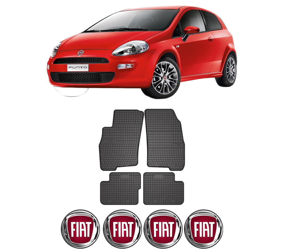 Set covorase presuri FIAT PUNTO EVO Hatchback Van (199_) din 2009-2012, auto, din cauciuc thermoplastic, 4 Stickere auto cu FIAT