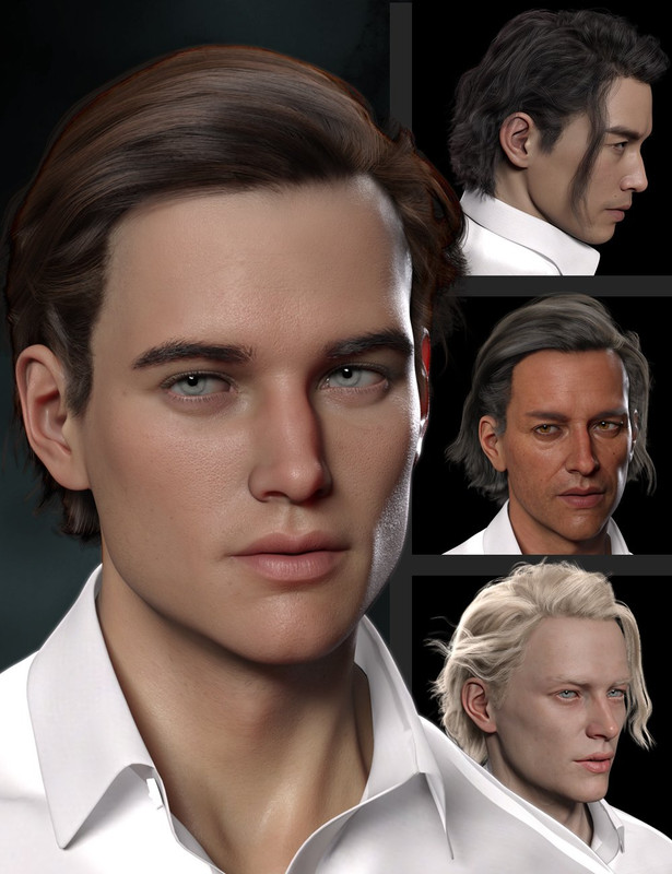 dForce Pitt Bull Hair for Genesis 3, 8, and 8.1 Males