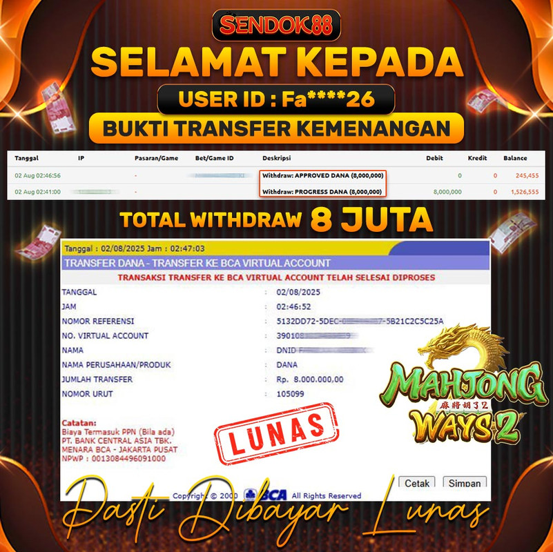 SENDOK88 JEPE! MAHJONG WAYS 2 Rp 8.000.000,- LUNAS!
