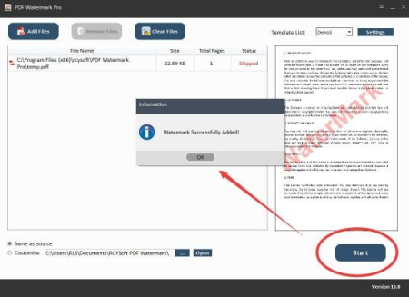 Rcysoft PDF Watermark Pro v13.8.0.0