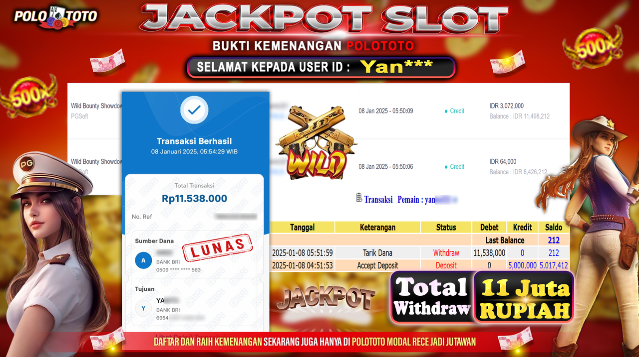 POLOTOTO JACKPOT SLOT WILD BOUNTY SHOWDOWN Rp.11,538.000,-