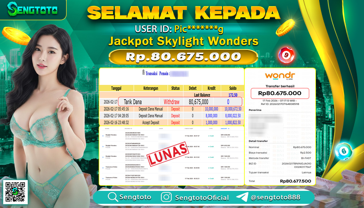 BUKTI PEMBAYARAN SLOT SKYLIGHT WONDERS