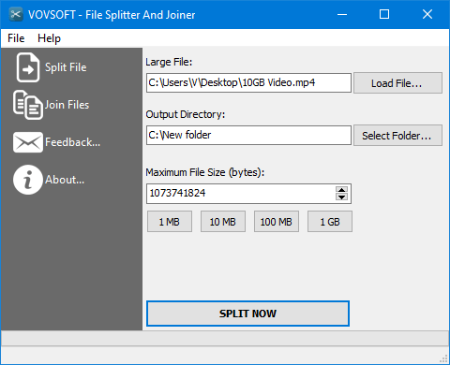 VovSoft File Splitter and Joiner 1.6
