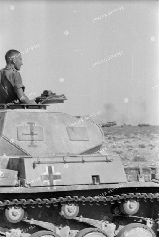 Le chef de char d'un Pz-II Ausf-B ou C observe à la jumelle les mouvements.1