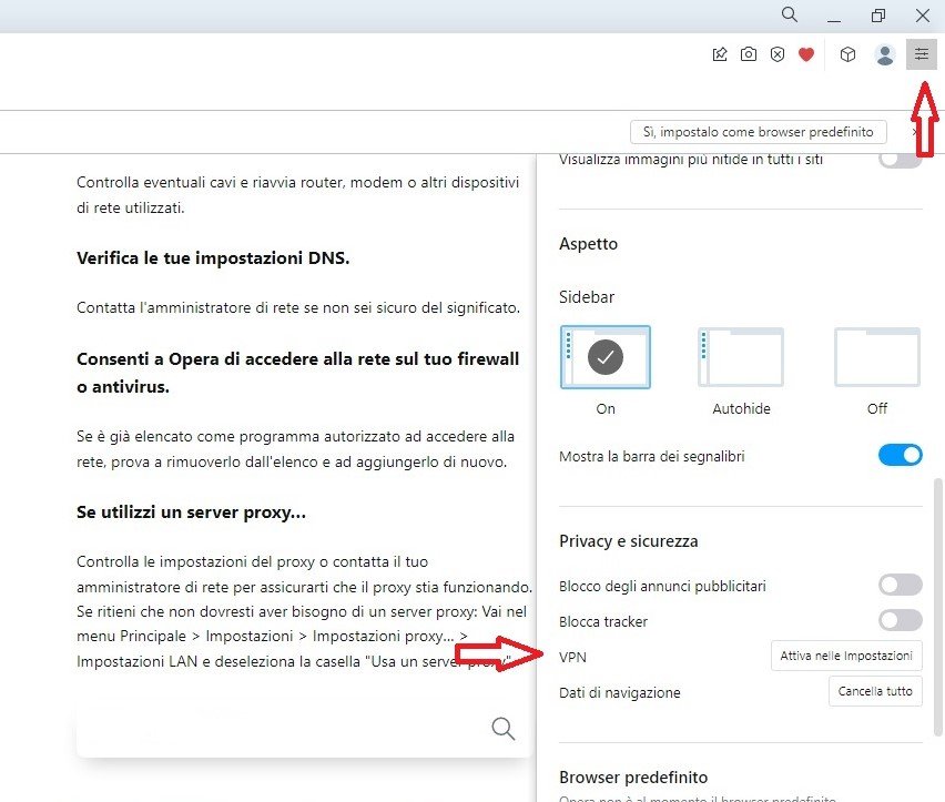 Opera - impostare la VPN