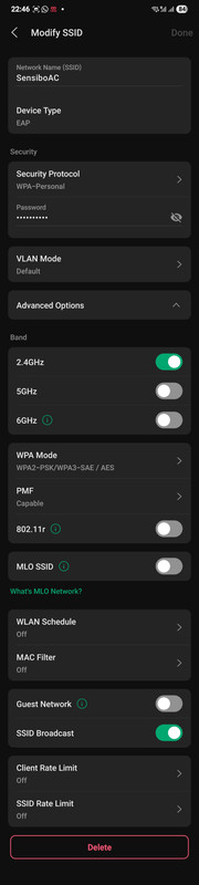 SSID 2.4GHz Settings