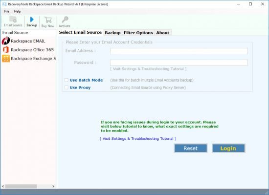 RecoveryTools Rackspace Email Backup Wizard v6.2