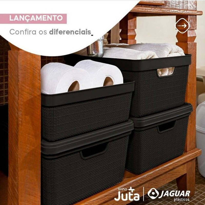 Kit 5 Caixas Organizadoras Cesto Tampa Multiuso 1,8l 5l 15l