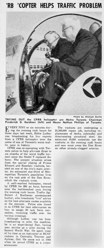 CFRB Eddie Luther Early Traffic Copter June 1960