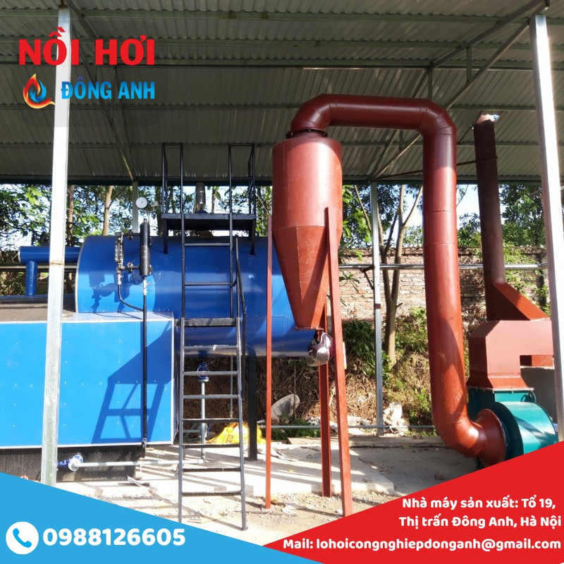 lò hơi đốt than củi 1 tấn