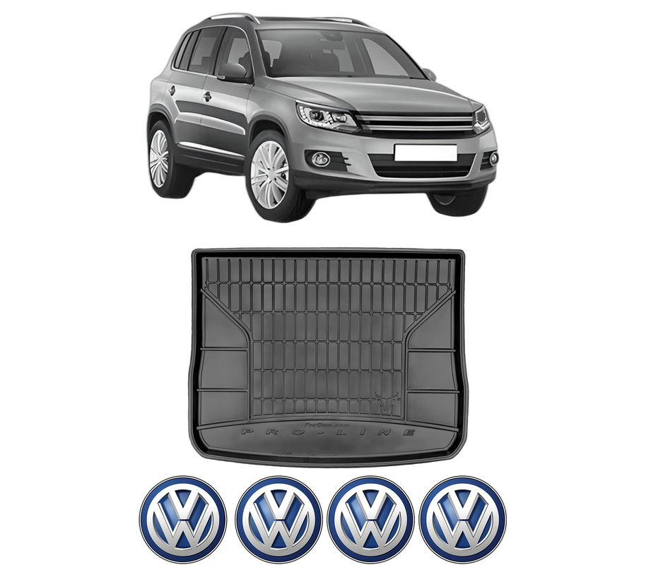Tavita Portbagaj Volkswagen TIGUAN (5N_) din 2007-2018, Protectie Portbagaj Auto, 4x Stickere auto cu Volkswagen